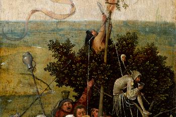 Loď bláznů, asi 1500 – 1510, Hieronymus Bosch (asi 1450-1516) Loď bláznů, cca 1500-1510 Olej na dubové desce; 58,1 × 32,8 cm Paříž, Musée du Louvre, oddělení obrazů, Párizs, Musée du Louvre, Dist. RMN-Grand Palais / Franck Raux