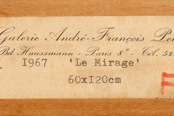 Toyen: Mirage (Přelud), štítek na zadní straně obrazu, zdroj: Adolf Loos Apartment and Gallery