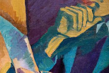 Bohumil Kubišta, Podobizna čtenáře (Podobizna prof. Antonína Matějčka), 1910, olej na plátně, detail, zdroj: Adolf Loos Apartment and Gallery