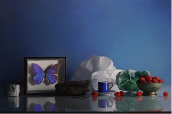 Jan Mikulka, Zátiší s motýlem, olej na plátně, 70 x 105 cm, zdroj: Adolf Loos Apartment and Gallery