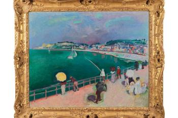 Raoul Dufy, Pláž v Sainte-Adresse, 1906, olej na plátně, 65 x 81,3 cm, zdroj: Bonhams Cornette de Saint Cyr Raoul Dufy, Pláž v Sainte-Adresse, 1906, olej na plátně, 65 x 81,3 cm, zdroj: Bonhams Cornette de Saint Cyr
