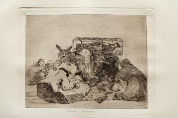 Goya Francisco, Los Desastres de la Guerra, 80 leptů s akvatintou, suchou jehlou a rytinou. Zdroj: Adolf Loos Apartment and Gallery.