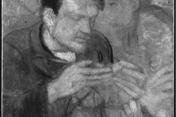 Infračervené snímkování odhalilo skrytý portrét ženy, který Picasso překryl pozdější malbou. Zdroj: Artnet News