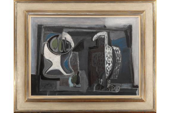 Emil Filla, Zátiší se sokolem a podnosem, 1930, olej na plátně, zdroj: Adolf Loos Apartment and Gallery