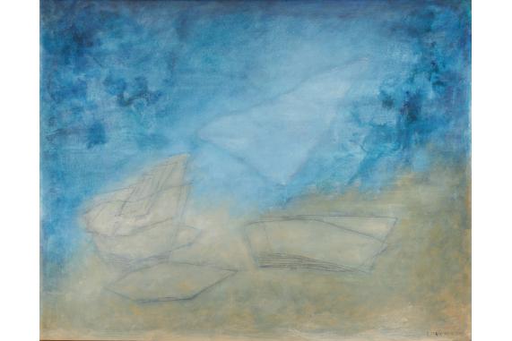 Paysage bleu lumière 1 (Modrá krajina – světlo 1), 1960, olej na plátně, zdroj: Adolf Loos Apartment and Gallery