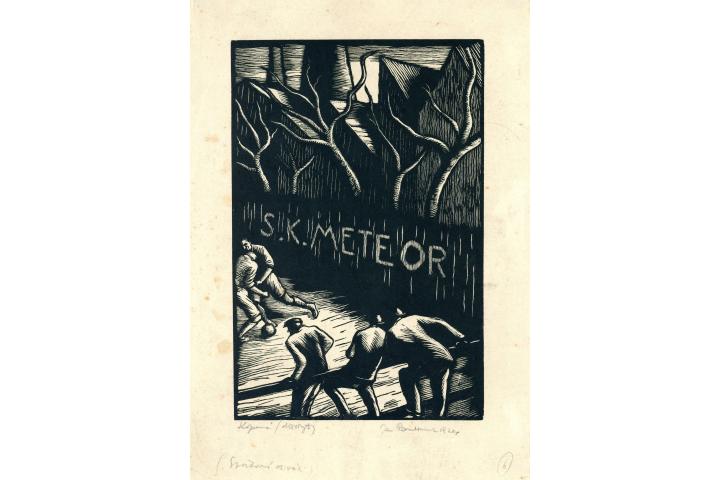 Jan Rambousek, S. K. Meteor nebo též Kopaná, sportovní diváci, 1924, Galerie umění Karlovy Vary, foto: Galerie umění Karlovy Vary